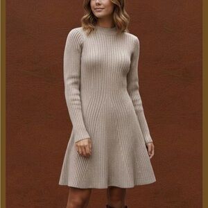 H&M Ribbed Knit Beige Dress